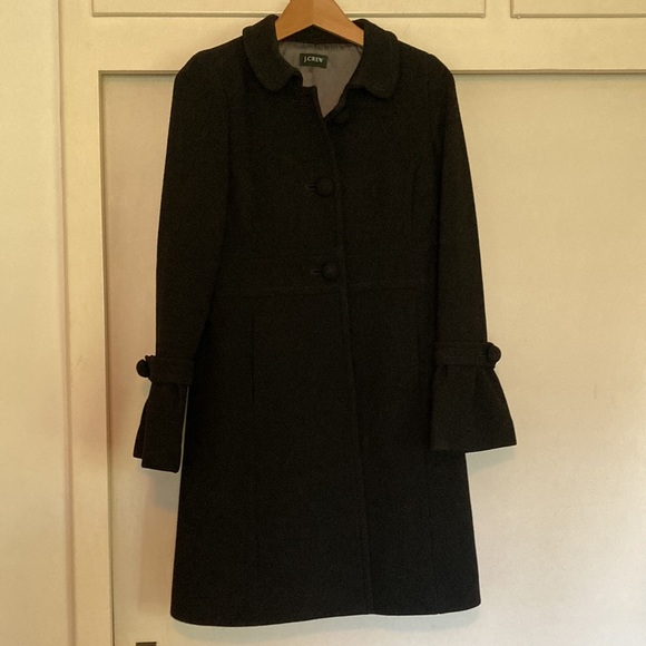 J. Crew Double Cloth Lady Day Coat, Black, 94% wool, 6% nylon, Style 95839 - Picture 6 of 7